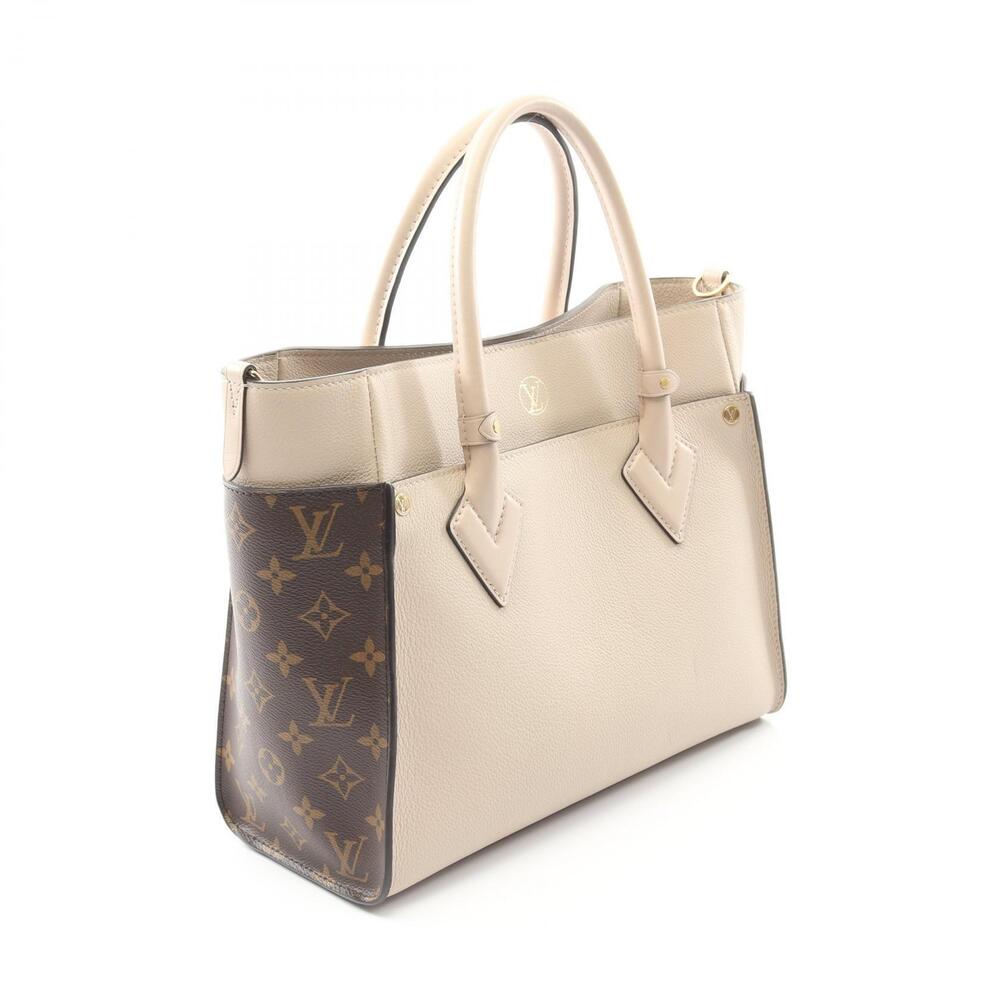 Louis Vuitton My Greige Side Handbag Gray On Leather Canvas Beige Monogram